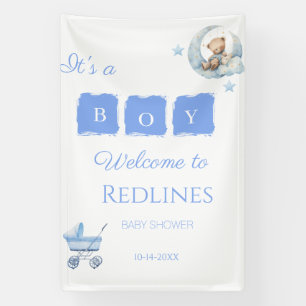 Blauer Teddybär It's a Boy Baby Shower Banner