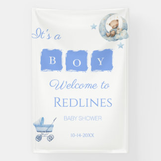 Blauer Teddybär It's a Boy Baby Shower Banner