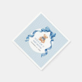 Blauer Teddybär Junge Baby Shower  Serviette (Ecke)