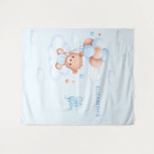 Blauer Teddybär-Junge Baby Shower Wandteppich (Vorderseite (Horizontal))