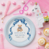Blauer Teddybär Junge Babyparty  Pappteller (Party)
