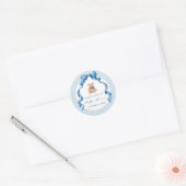 Blauer Teddybär Junge Babyparty  Runder Aufkleber (Umschlag)