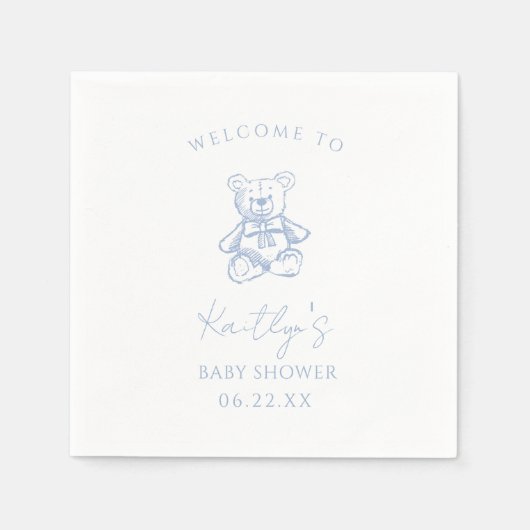 Blauer Teddybär Junge Papiertücher Serviette (Vorderseite)