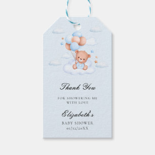 Blauer Teddybär-Jungen-Baby-Party Geschenkanhänger