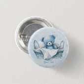 Blauer Teddybär mit Aktionskorbknopf Button (Vorne & Hinten)