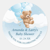 Blauer Teddybär mit Ballons Aufkleber (Vorderseite)
