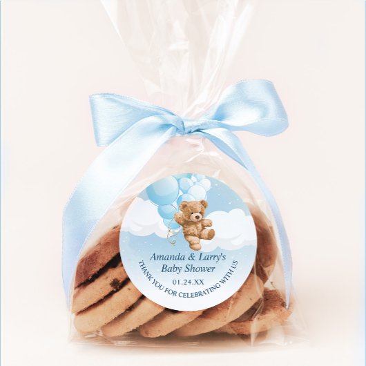 Blauer Teddybär mit Ballons Aufkleber