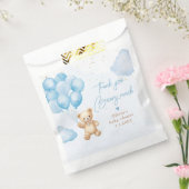 Blauer Teddybär mit Ballons Danke Karte Geschenktütchen (Versiegelt)