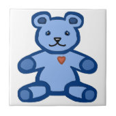 Blauer Teddybär mit Liebe Fliese (Vorderseite)