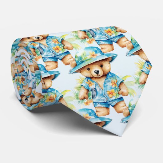 Blauer Teddybär Schlips Krawatte (Gerollt)