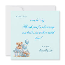 Blauer Teddybär Sterne Junge Baby Shower Dankeschö