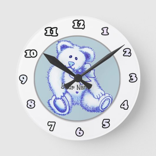 Blauer Teddybär Uhr (Vorderseite)