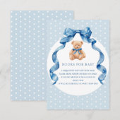 Blauer Teddybär-Windel-Raffle-Ticket Begleitkarte (Vorne/Hinten)