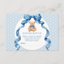 Blauer Teddybär-Windel-Raffle-Ticket