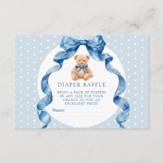 Blauer Teddybär-Windel-Raffle-Ticket Begleitkarte