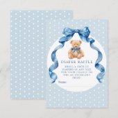 Blauer Teddybär-Windel-Raffle-Ticket Begleitkarte (Vorne/Hinten)