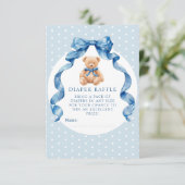 Blauer Teddybär-Windel-Raffle-Ticket Begleitkarte (Stehend Vorderseite)