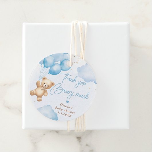 Blauer Teddybärenballon Vielen Dank beary viel Geschenkanhänger (Beispiel)