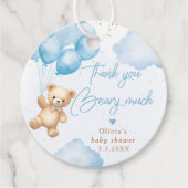 Blauer Teddybärenballon Vielen Dank beary viel Geschenkanhänger (Vorderseite)
