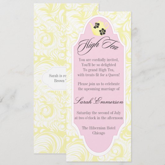 Blauer Tee-Braun-Dusche Einladung (Vorne/Hinten)