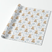 Blauer Teeddy mit Baby Duschpapier Geschenkpapier (Ungerollt)
