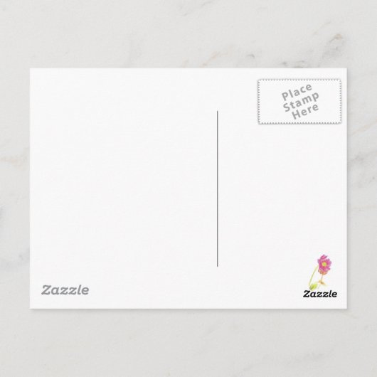 Blauer Teekessel Rosa Blume Illustration Postkarte (Rückseite)