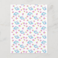 Blauer Teekessel Rosa Blume Illustration