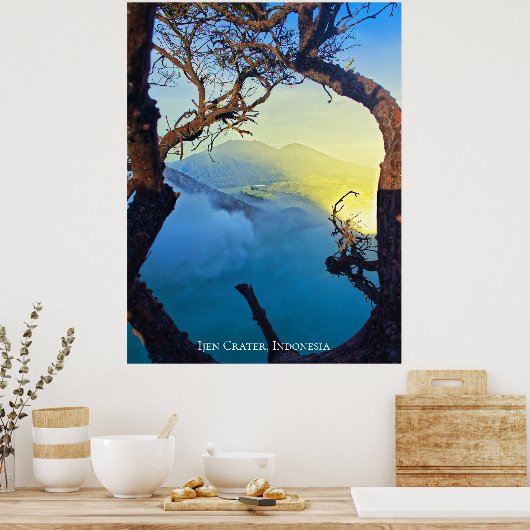 Blauer Teigrahmen für den Schwefelkrater im Gebirg Poster (Küche)