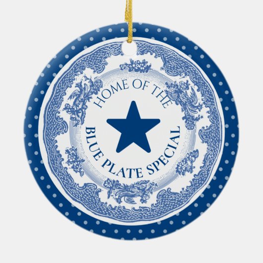 Blauer Teller Spezialitäten Nostalgie kulinarische Keramik Ornament (Hinten)