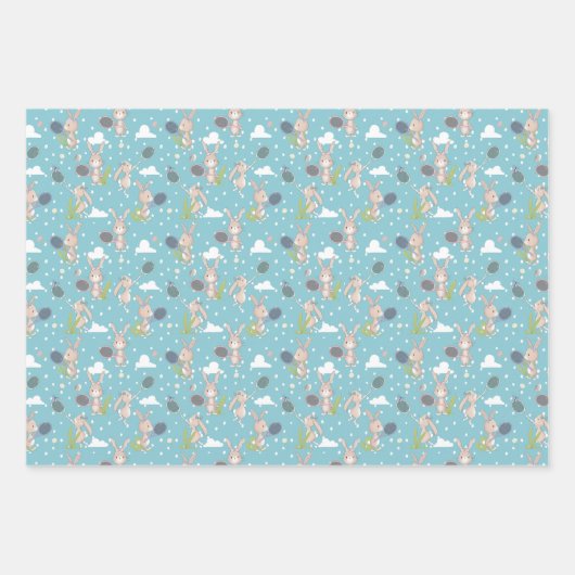 Blauer Tennisbunny individuell anpassbar Geschenkpapier Set (Vorderseite 3)