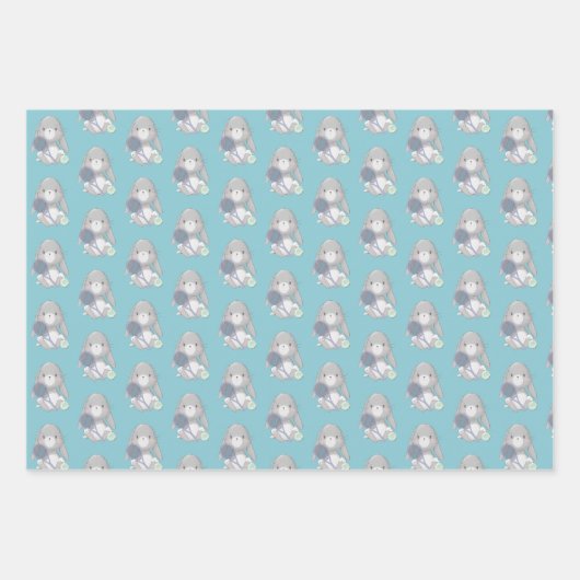 Blauer Tennisbunny individuell anpassbar Geschenkpapier Set (Vorderseite 2)