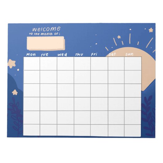 Blauer Terminkalender Notizblock (Vorderseite)