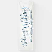 Blauer Text auf weißer Begrüßung Banner (Vertikal)