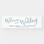 Blauer Text auf weißer Begrüßung Banner (Horizontal)