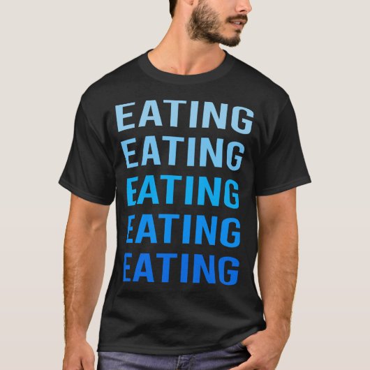 Blauer Text Essen T-Shirt (Vorderseite)