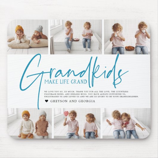 Blauer Text| Grandkids Make Life Grand Foto Mousepad (Vorne)