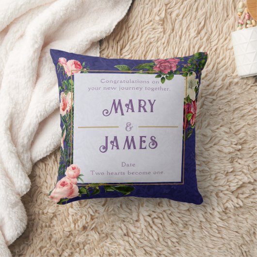 Blauer Text Hochzeitsfeier Geschenk Blau Kissen (Decke)