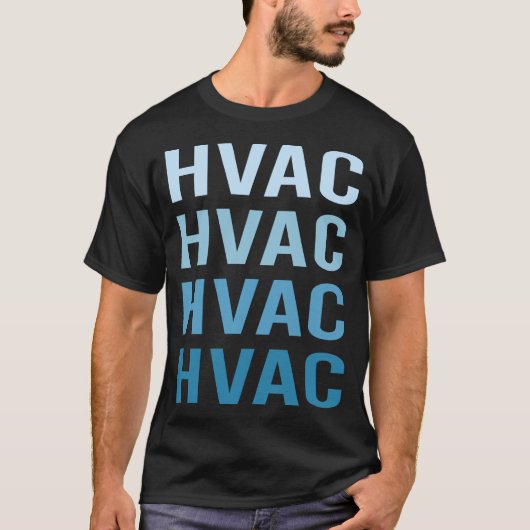 Blauer Text HVAC T-Shirt (Vorderseite)