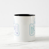 Blauer Text-neuer großer Bruder Zweifarbige Tasse (Mittel)