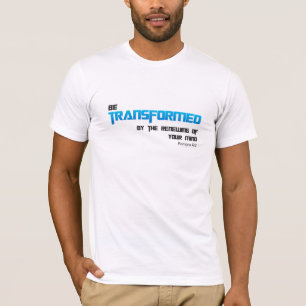 Blauer Text transformieren T-Shirt