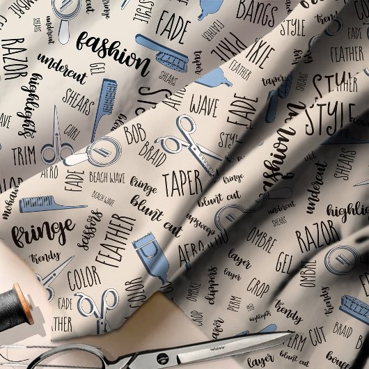 Blauer Text und Tools für Haarstil1 ID749 Stoff