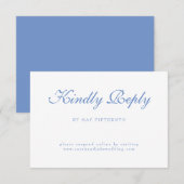 Blauer Text Weiße Hochzeit RSVP Karte (Vorne/Hinten)