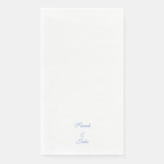 Blauer Text Weiße Hochzeit Serviette (Vorderseite)