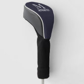 Blauer Texturledermonogramm Personalisierter Name Golf Headcover (angewinkelt)