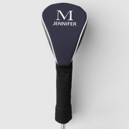 Blauer Texturledermonogramm Personalisierter Name Golf Headcover (Vorderseite)