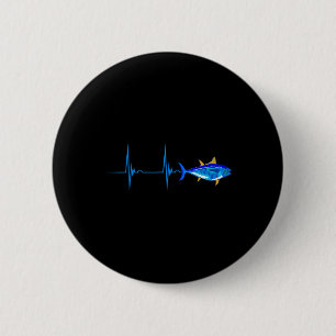 Blauer Thun Herzschlag Ekg Pulseline Tiefseefisch Button