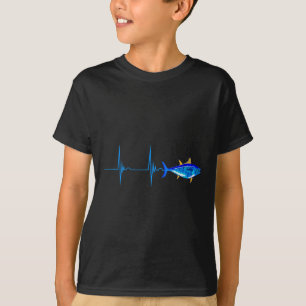Blauer Thun Herzschlag Ekg Pulseline Tiefseefisch T-Shirt