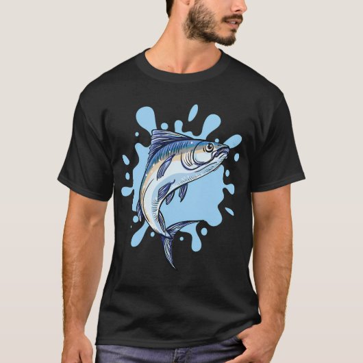 Blauer Thun und Spritzer im Hintergrund T-Shirt (Vorderseite)