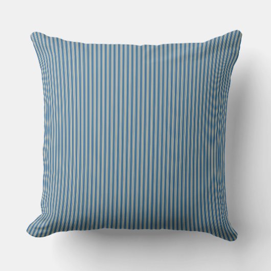 Blauer Ticking Strip Kissen (Vorderseite)