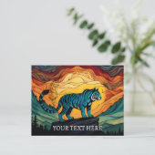 Blauer Tiger am Berg Postkarte (Stehend Vorderseite)
